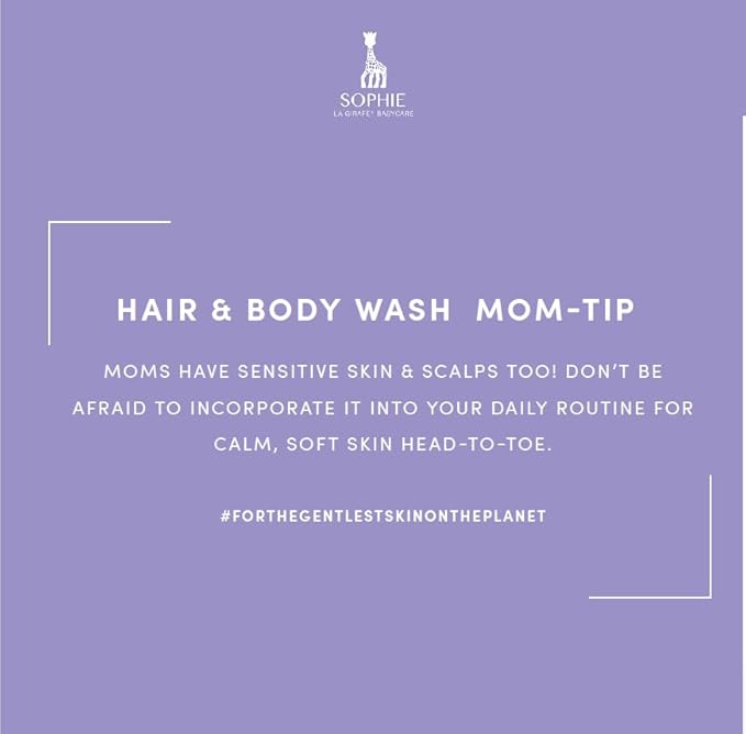 Sophie la Girafe Babycare Hair & Body Wash Unscented- Ultra-Gentle 2-in-1 Cleanser for Skin & Scalp - Fragrance Free, Dye Free 5.5 oz