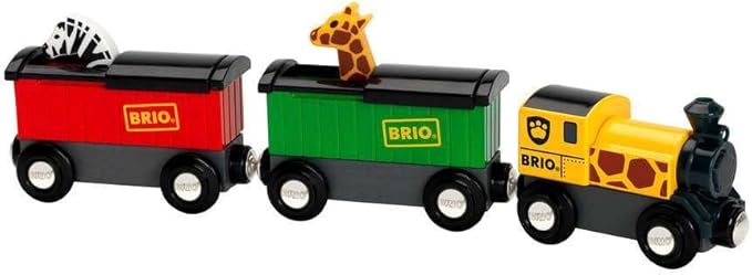 BRIO World - 33722 Safari Train | Interactive Toy Train Set for Kids Age 3 and Up | Environmentally Conscious | Engine and Animal Wagons Included