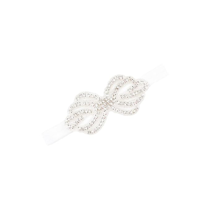 Nishine Girls White Rhinestone Flower Headband Pack Baby Christening Baptism (Crown-3 Pack)