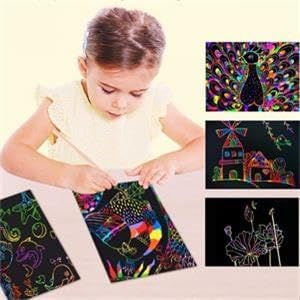 Cityrosy Scratch Art Paper Rainbow Sets 100 Pcs-Black Scratch Off Paper Valentines Day Present for Kids Magic Scratch Off Set Crafts Supplies Kits for Age 3-12 Kids for Party Games Easter Christmas