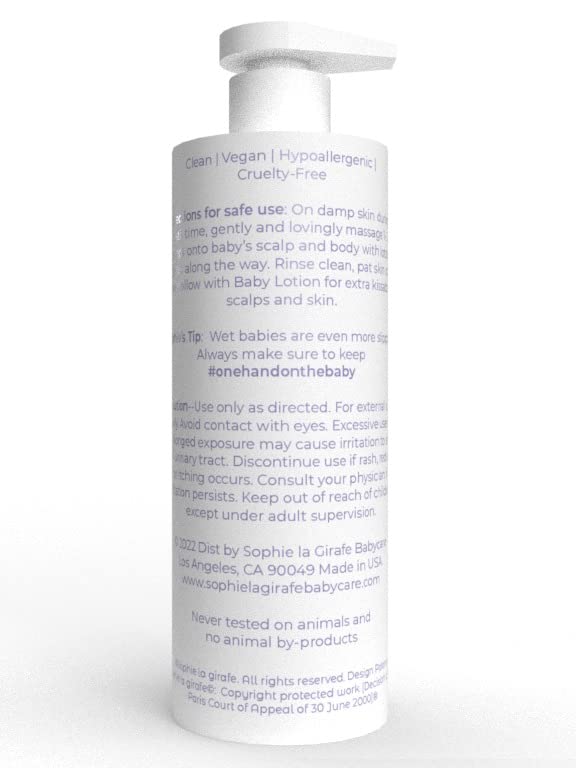 Sophie la Girafe Babycare Hair & Body Wash Unscented- Ultra-Gentle 2-in-1 Cleanser for Skin & Scalp - Fragrance Free, Dye Free 5.5 oz