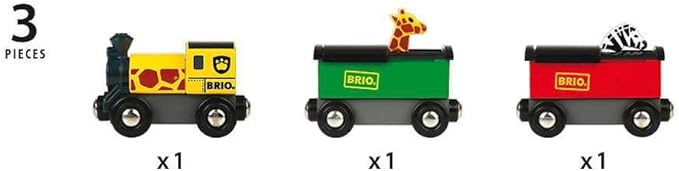 BRIO World - 33722 Safari Train | Interactive Toy Train Set for Kids Age 3 and Up | Environmentally Conscious | Engine and Animal Wagons Included