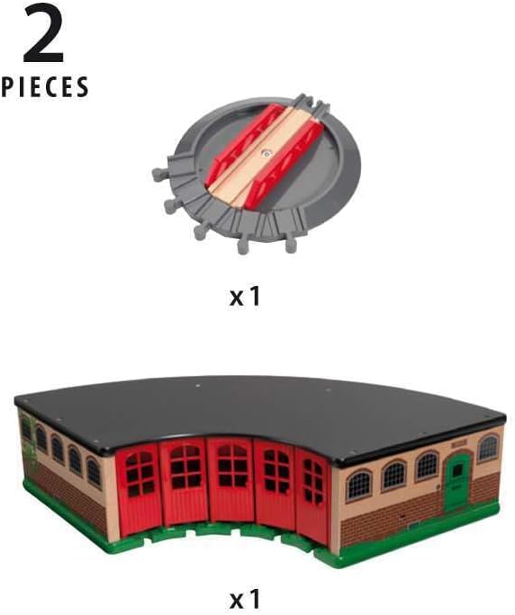 BRIO World - 33736 Grand Roundhouse - Ultimate Train Set Accessory | Accommodates 5 Trains | Rotating Switch Turntable | Compatible with All Railway Toys | Perfect for Kids Ages 3+