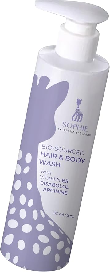 Sophie la Girafe Babycare Hair & Body Wash Unscented- Ultra-Gentle 2-in-1 Cleanser for Skin & Scalp - Fragrance Free, Dye Free 5.5 oz