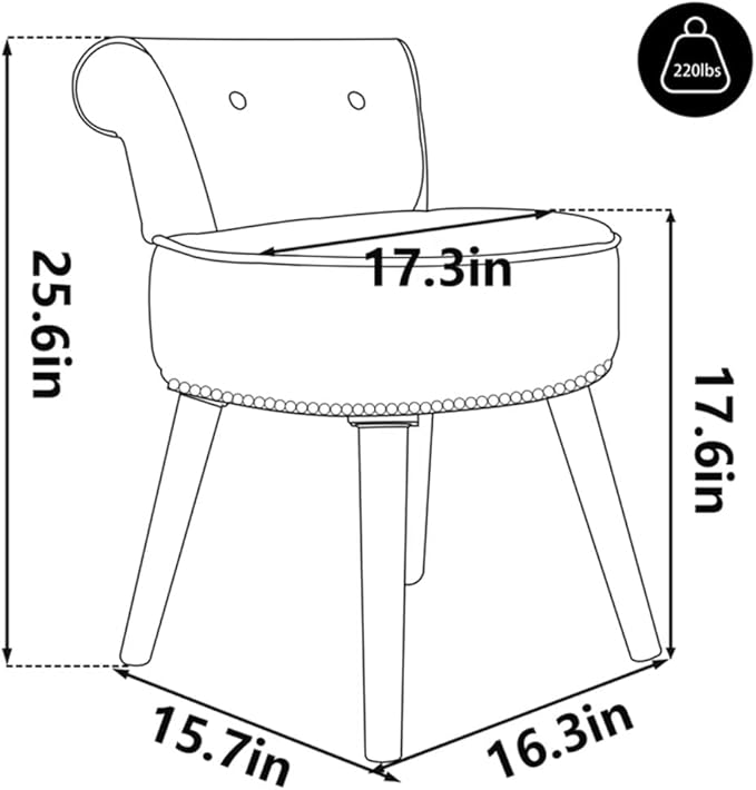 Vanity Stool - Vanity Chair with Back Small Vanity Makeup Vanity Chair Velvet Vanity Stool Chair Tufted Accent Chairs Makeup Chair for Vanity for Women Girls and Kids (Orange)