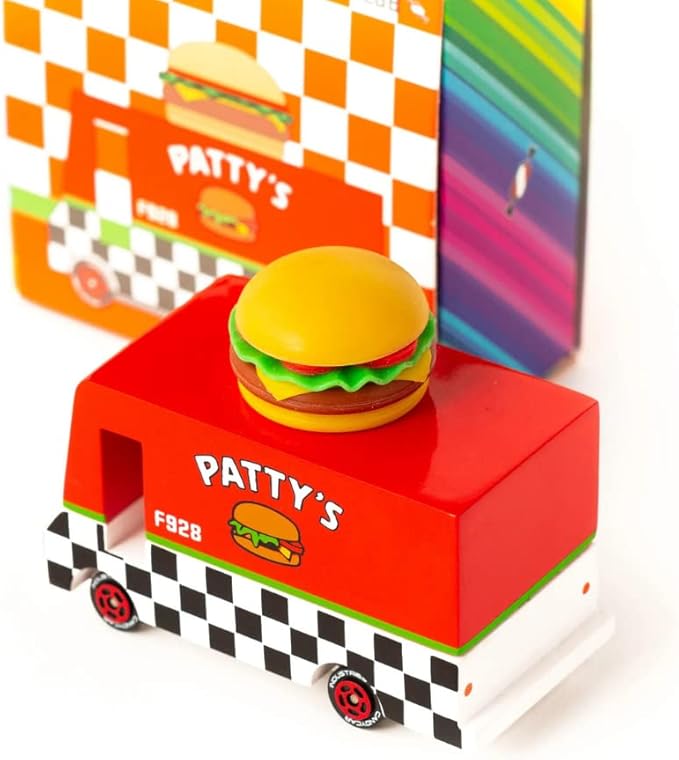 Candylab Toys CANDYCAR® Wooden Food Truck Collection - Hamburger Van,