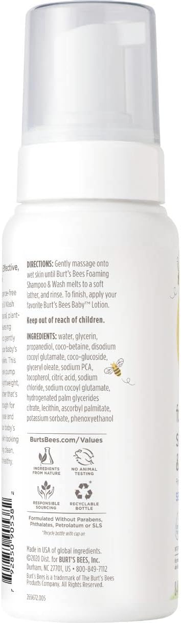 Burt's Bees-Baby Foaming Shampoo & Wash, Sensitive 8.4 Fl
