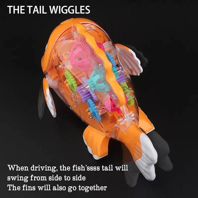 Nenekal Transparent Electric Gear Gold Fish Toddler Toys with Music 3+