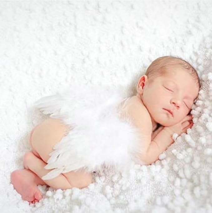 Holibeat 2PCS 0-6M Baby Angel Feather Wings Newborn Photo Props