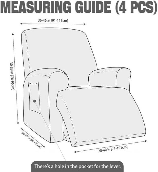 NORTHERN BROTHERS Oversized Recliner Chair Covers - Large Recliner Cover That Stay in Place 4 Piece, Jacquard Lazy Boy Recliner Chair Covers 1 Seater, Khaki