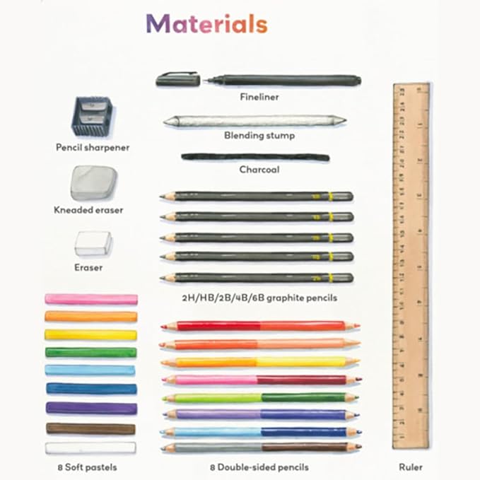 Tiger Tribe: Amazing Artist Kit - All-in-1 Set, Instruction Book, Supplies, Graphite & Colored Pencils, Paper, Erasers & More! Kids & Tweens Ages 8+
