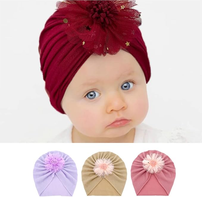 XYX Baby Girl Toddlers Breathable Cotton Hat Newborn Knotted Hat