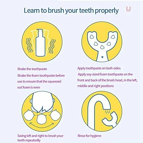 Kids Electric Toothbrush,6 Cleaning Models Toddler Toothbrush Waterproof Battery Powered 360 Automatic Sonic u Shaped Toothbrushes for 2-7 Years Old for Boys Girls(Pink)