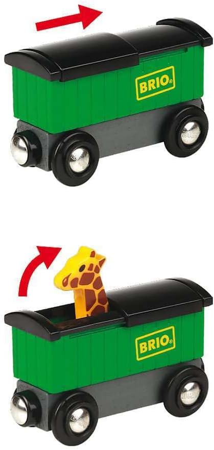 BRIO World - 33722 Safari Train | Interactive Toy Train Set for Kids Age 3 and Up | Environmentally Conscious | Engine and Animal Wagons Included