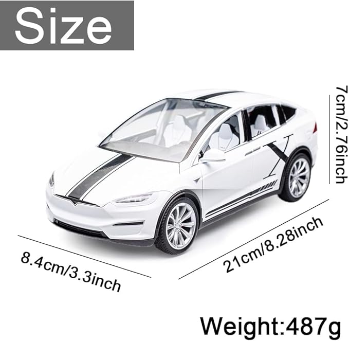 1:24 Scale Tesla Model X Alloy Car Model Diecast Toy Vehicles for Kids, Tesla car Model,Pull Back Alloy Car with Lights and Music Girls.(1:24 Model