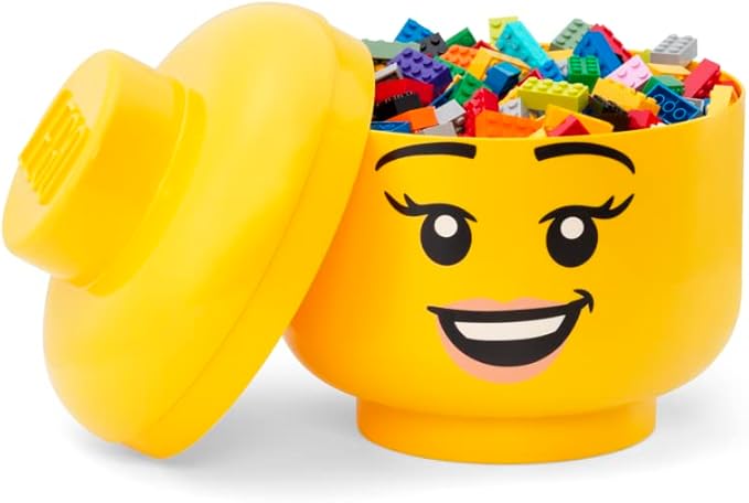 Room Copenhagen Iconic Storage Head Large, Stackable Storage Box, 8,5 L, Yellow, Happy Girl
