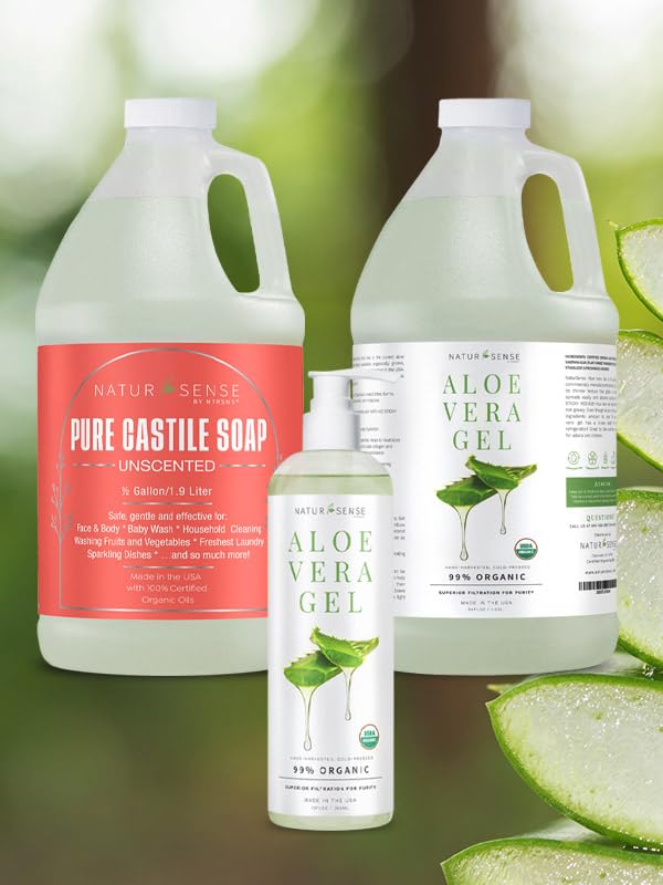 NaturSense Pure Castile Soap – Unscented, made with 100% Certified Organic Oils 64 oz/half