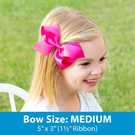 Wee Ones Girls' Grosgrain Pink-themed Christmas Novelty Print Hair Bow, Medium