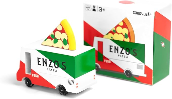 Candylab Toys CANDYCAR® Wooden Food Truck Collection - Pizza Van,