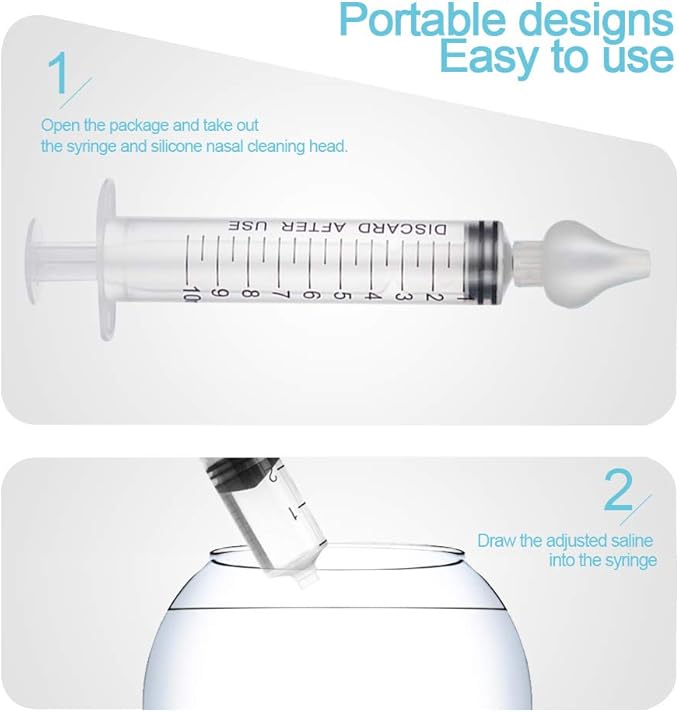 Syringe Nasal Irrigator, Professional Baby Nasal Irrigator Portable Infant Nose (2 pièces)