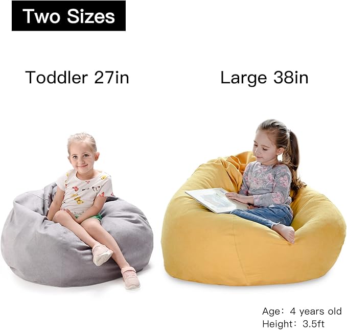 YuppieLife Kids Storage Bean Bag Cover(No Filling) Toy Organizer|Carrying Handle Sofa|Available for Kids and Teenager|Cuddle Chair|Machine Washable and Durable(38“,Pink Flowers)