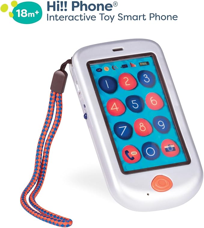B. toys- Hi!! Phone - Silver- Pretend Play Smartphone – Interactive Kids' Cellphone – Sounds & Songs – Toy Phone for Toddlers – 18 Months +