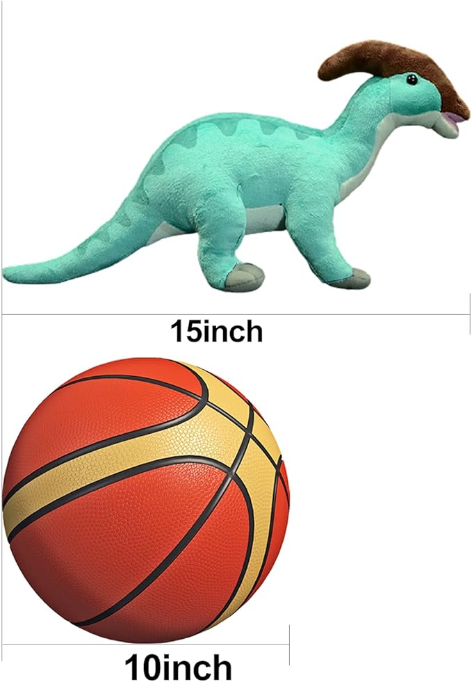 ZHONGXIN MADE Simulation Parasaurolophus Dinosaur Plush Toy - Realistic 16" Blue Parasaurus Dinosaur Stuffed Plushie, Figurines Stuffed Model Toys, Unique Plush Gift Collection for Kids