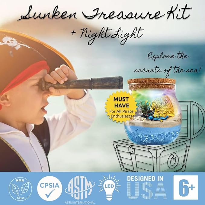 Under The Sea Light Up Terrarium Kit for Kids I Girls Toys Craft Kits for Kids I Night Light for Kids Crystal Growing Kit I Terrarium Jar for Kids I Birthday Gifts for Girls Age 5-12