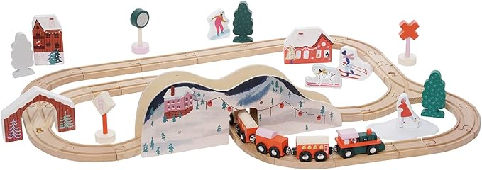 Manhattan Toy Alpine Express 49-Piece Wooden Toy Train Set 3 Years