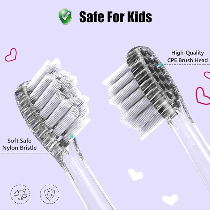 Dada-Tech Baby/Kids Electric Toothbrush Replacement Heads for DT-BB1, DT-K6, SG-513, SG-977 - Pack of 4 (Medium)