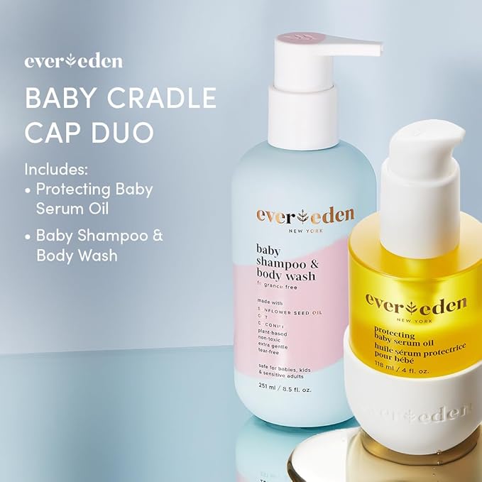 Evereden Baby Cradle Cap Care Bundle: Clean & Vegan Shampoo, Body Wash
