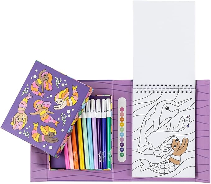 Tiger Tribe: Color by Numbers - Mermaids & Friends - Activity Set, Themed Coloring Pages, Markers, Color A Number at A Time, Kids Ages 5+