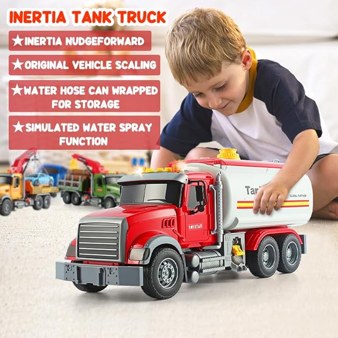 Oil Tanker Truck Toy Rescue Fire Fighting Truck Toy for Boy Toy,Store Water 3 4 5 6 7 8