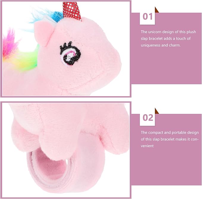Animal Slap Bracelet Unicorn Slap Bracelet Plush Stuffed Animal Hugger Snap Wrist Band for Kids Birthday Party