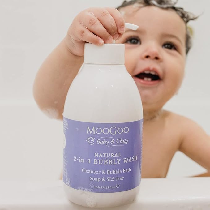 MooGoo 2-in-1 Bubbly Wash - A gentle cleansing baby bubble bath, body wash and baby shampoo