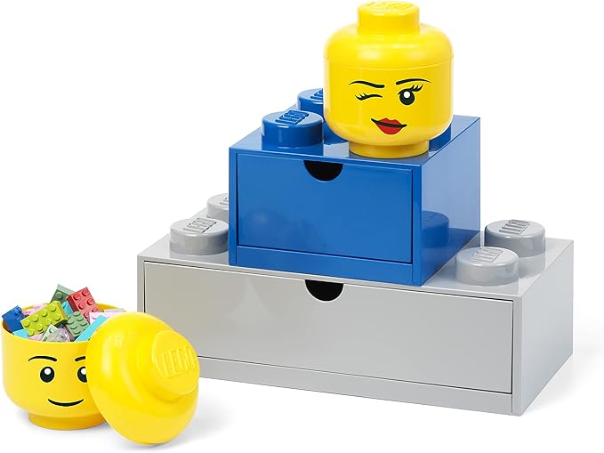 Room Copenhagen Iconic Storage Head Large, Stackable Storage Box, 8,5 L, Yellow, Happy Girl