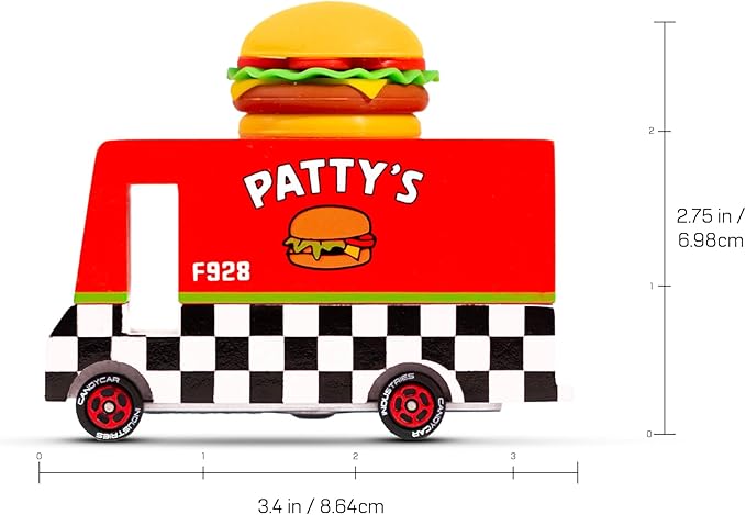 Candylab Toys CANDYCAR® Wooden Food Truck Collection - Hamburger Van,