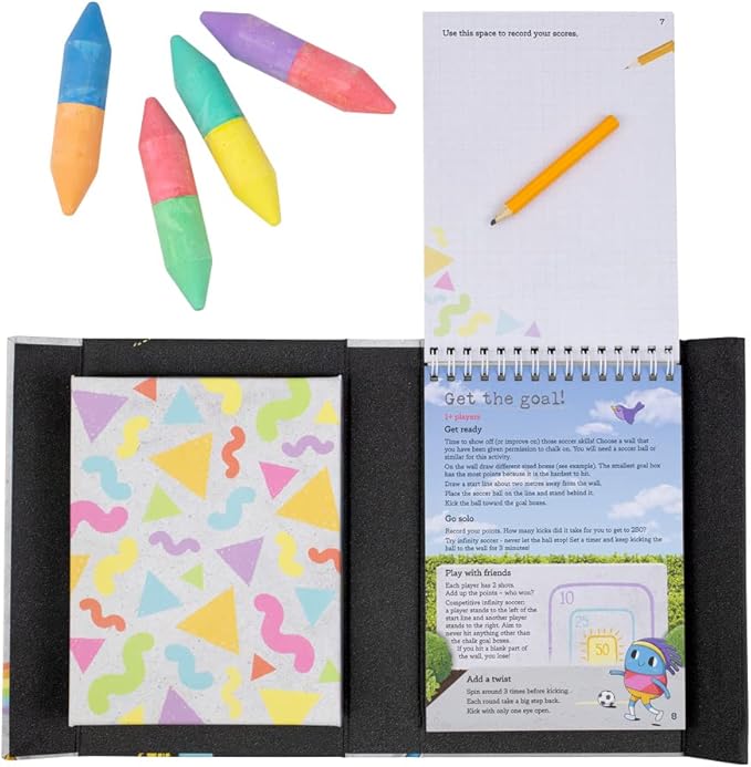 Tiger Tribe: Chalk It Up - Games for Outdoors - Guided Activity Book, 5 Colored Chunky Sidewalk Chalk, All-in-1, Active Play & Creativity, Kids Age 5+