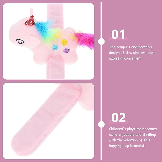 Animal Slap Bracelet Unicorn Slap Bracelet Plush Stuffed Animal Hugger Snap Wrist Band for Kids Birthday Party