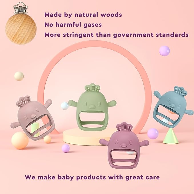 3 Packs Baby Teether Toy for 0-6 6-12 Months,Hold & Wear