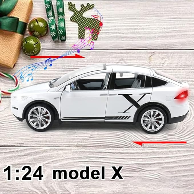 1:24 Scale Tesla Model X Alloy Car Model Diecast Toy Vehicles for Kids, Tesla car Model,Pull Back Alloy Car with Lights and Music Girls.(1:24 Model
