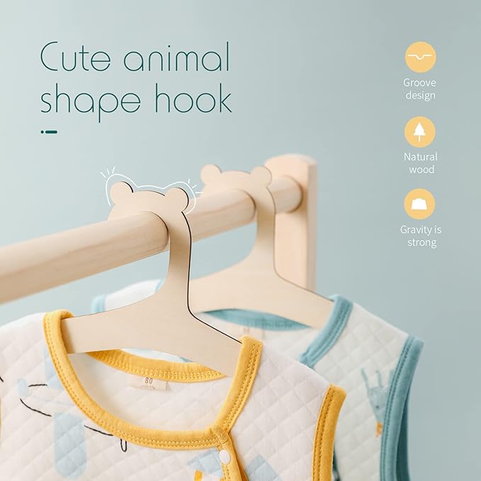 20 Pcs Kids Wooden Hangers,9'' Kids Baby Toddler Children Wooden Hangers,for Clothes & Pants,Baby Children Wooden Hangers