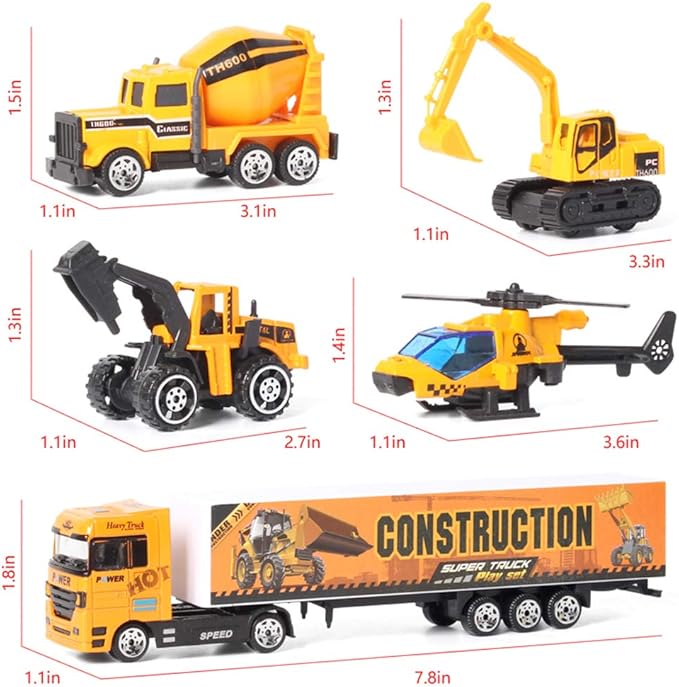 Jenilily Construction Toys Truck Die-cast Vehicle Transporter Car Set Excavator 3 4 5 Years