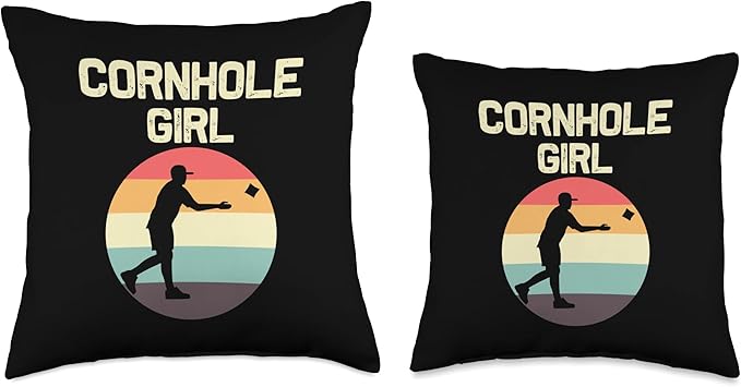 Cornhole Gift Cornhole Player Accessories & Stuff Funny Cornhole Designs for Girls Kids Bean Bag Toss Players Throw Pillow, 18x18, Multicolor