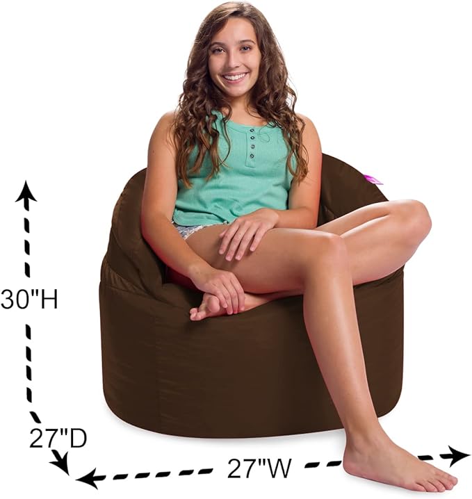 Posh Creations Bean Bag Chair Structured Seat for Kids, Teens and Adults, Comfy Chair for Gaming, Reading and Watching TV, Sonoma Lounge, Microsuede - Chocolate