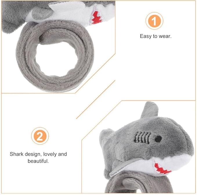 Abaodam Shark Slap Bracelet Animal Slap Bracelet Plush Stuffed Animal Hugger Snap Wrist Band Toy for Kids Birthday Party