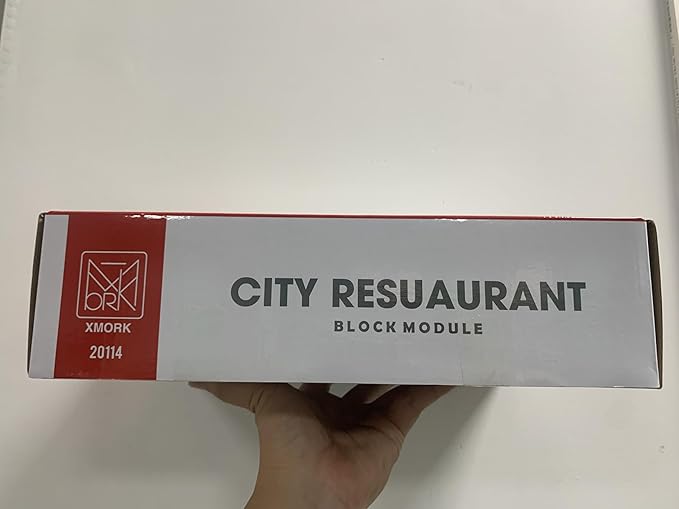 City Restaurant Architecture Building Kit with LED Lights,3 Levels City Restaurant Model Building Blocks Toy,for 12+Age Teen,Adult(1489 Pieces)