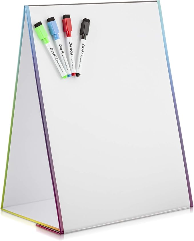 Tabletop Magnetic Easel Whiteboard & Washable Blackboard with Chalkboard Design (2 Sides) 16 X 12.5” Includes:4 Dry Erase Markers & 4 Chalk Markers Drawing Art Black Board Educational Kids Toy