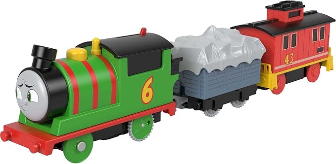 Thomas & Friends Motorized Toy Train Percy Engine & Brake Car Bruno Rail Vehicle for Preschool Pretend Play Kids Ages 3+ Years