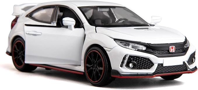 Compatible for 1:32 Diecasting Alloy Honda Civic Type-R Car Model Toy Car,Pull Back Alloy Car with Lights and Sound, Open Door for Kids Gift 3-5,Children‘s Gift